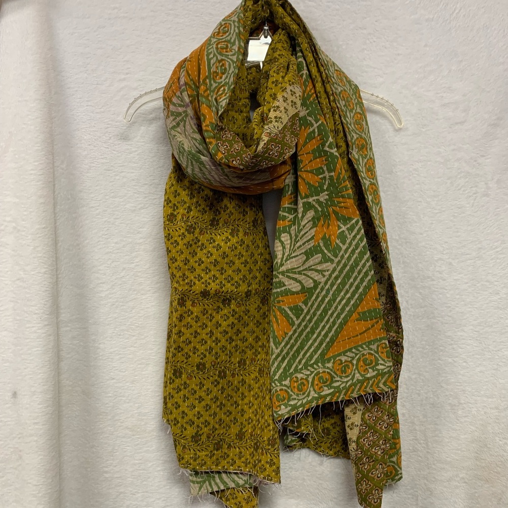 Handmade cotton scarf shawl 30 x 80 one of a kind